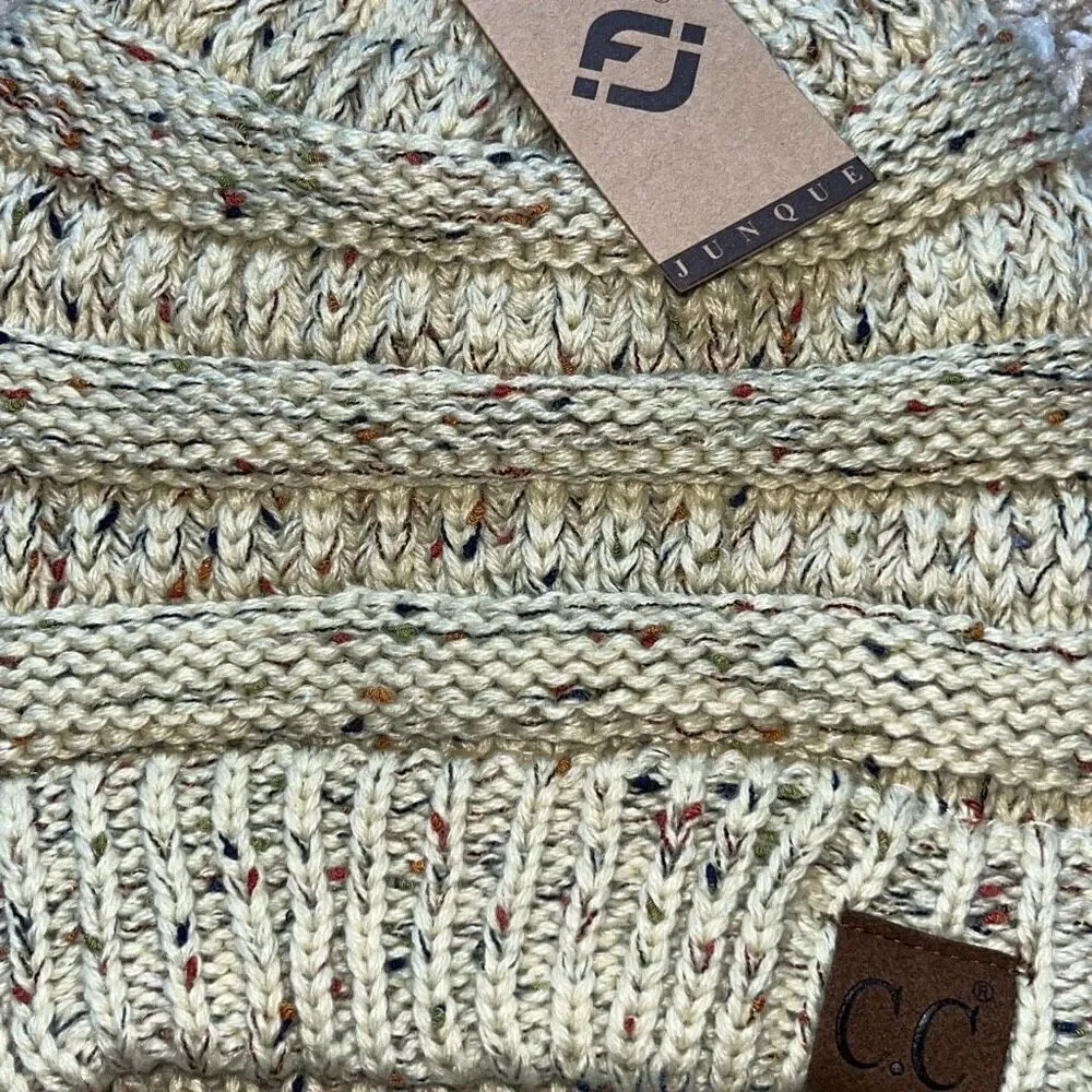 NWT C.C Colorful Lemonade Confetti Cable Knit Beanie